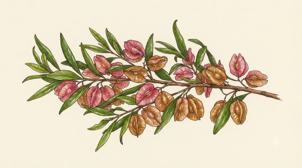 Chapulixtle (Dodonaea viscosa), lámina botánica