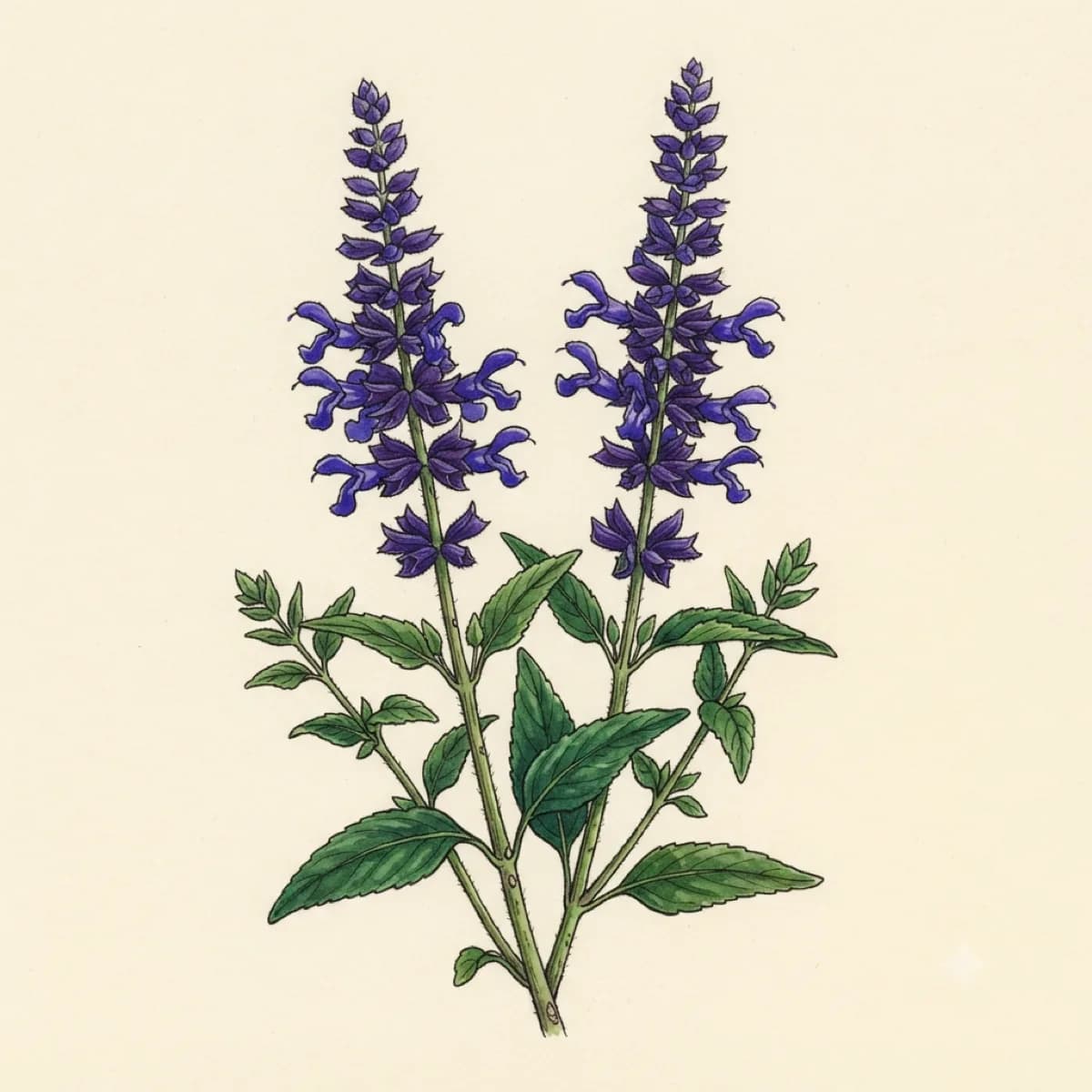 Salvia mexicana, lámina botánica