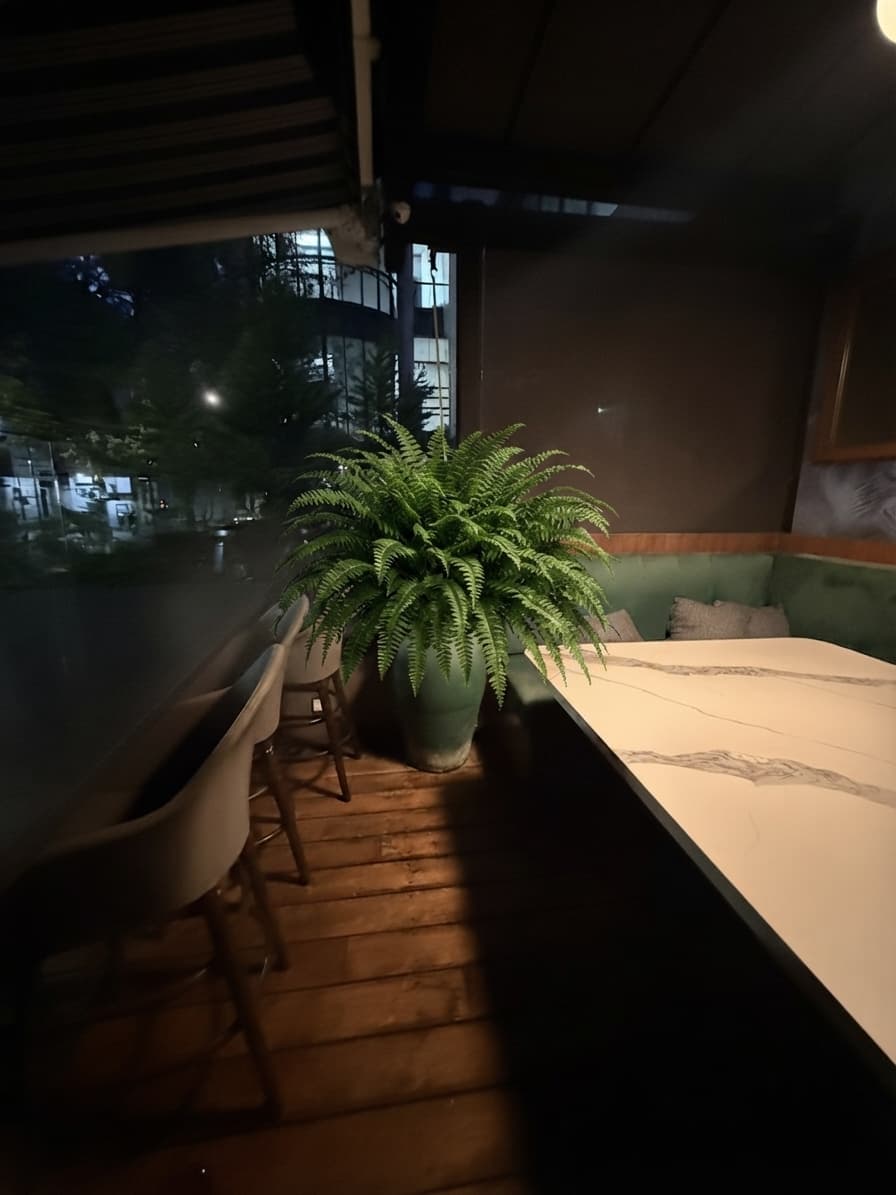 Cómo se vería — Terraza · banca verde